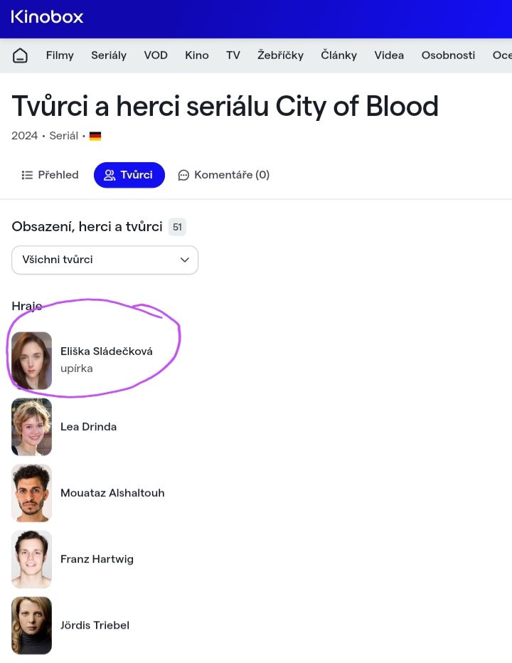 ⭐ Natáčela jsem pro DISNEY ⭐❇️ Léto  pro mě bylo neuvěřitelným zážitkem. 🟧 Měla jsem tu čest natáčet pro DISNEY v seriálu CITY OF BLOOD, kde jsem hrála upírku. 🧛‍♀️❇️ Tento projekt pro mě znamená nejen splněný sen, ale i příležitost, kterou jsem si vždy přála – být součástí světa DISNEY. 💟✨️⭐ 🟧 Natáčela jsem po boku takových hereckých osobností jako jsou Lars Eidinger a  Jenny Schily a pracovat pod režijním vedením Philippa Kadelbacha. 💟 😊 🟢 Seriál:  CITY OF BLOOD 🟡 Produkce:  DISNEY +🟢 Režie: Philipp Kadelbach ✴️ Scénář: Daniela Baumgärtl, Philipp Kadelbach, Bernd Lange, Kim Zimmermann#eliskasladeckova #Disney #Disneyplus #actress #life #jobs #love #dream #happy #best  #fypreels #serial #shooting #tv #tvserial #fyp #fyppp #fypage  #fypシ゚viral #fypシ #fypシ゚ #fypviral...